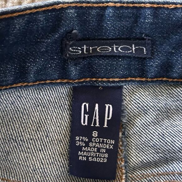 Y2K GAP Dark Wash Denim Maxi Skirt Stretch Size 8 Front Slit High Waist - Picture 11 of 14